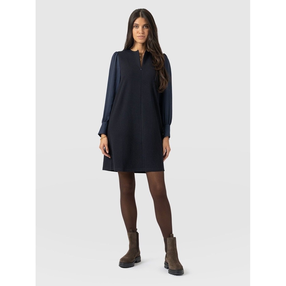 Saint + Sofia Esme Zip Up Dress Navy Size 4 New With Tags
